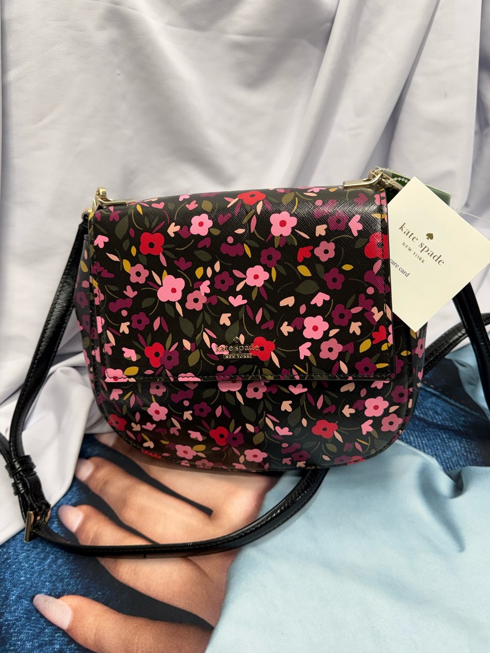 (new+tag) Kate Spade Cameron Boho Black Floral Crossbody Byrdie Collection - Picture 9 of 17